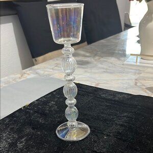 Elegant Iridescent Glass Candle Holder Light weight glass $12